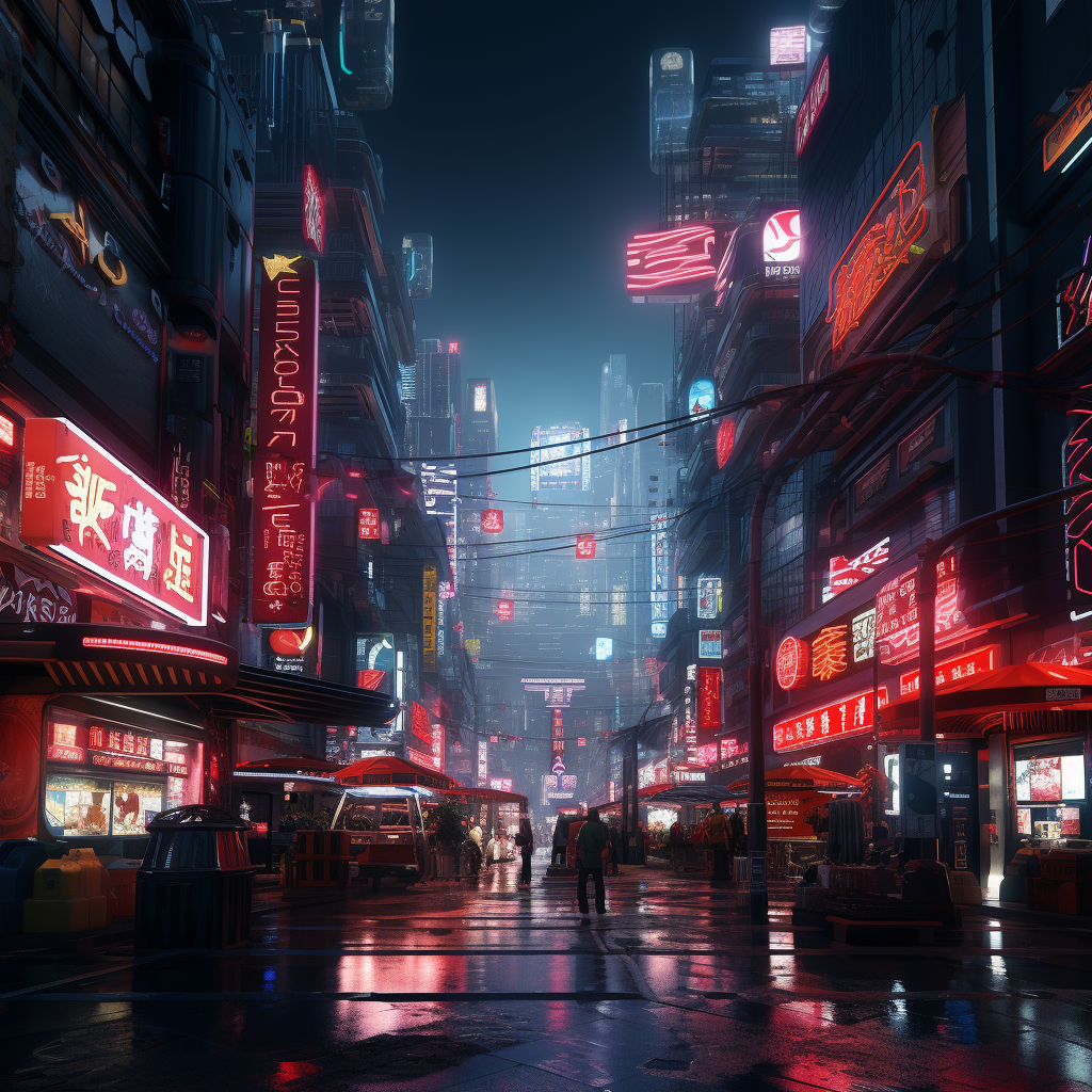 Cyberpunk futuristic visual concept scene