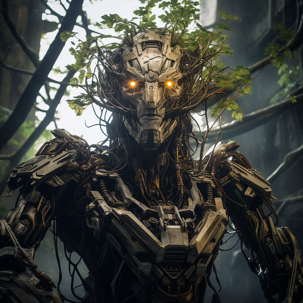 Image of Cyberpunk Giant Tree Mix Humanoid Robot