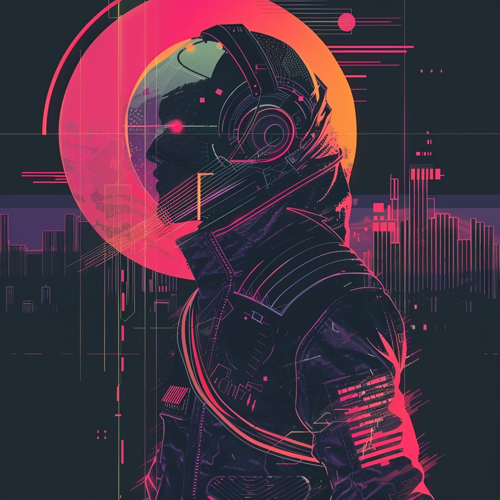 Minimal Cyberpunk Graphic Decals Poster