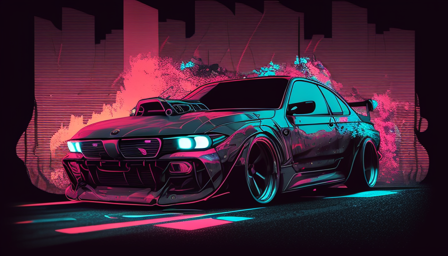 Cyberpunk GTA 5 BMW NFS Vector Illustration