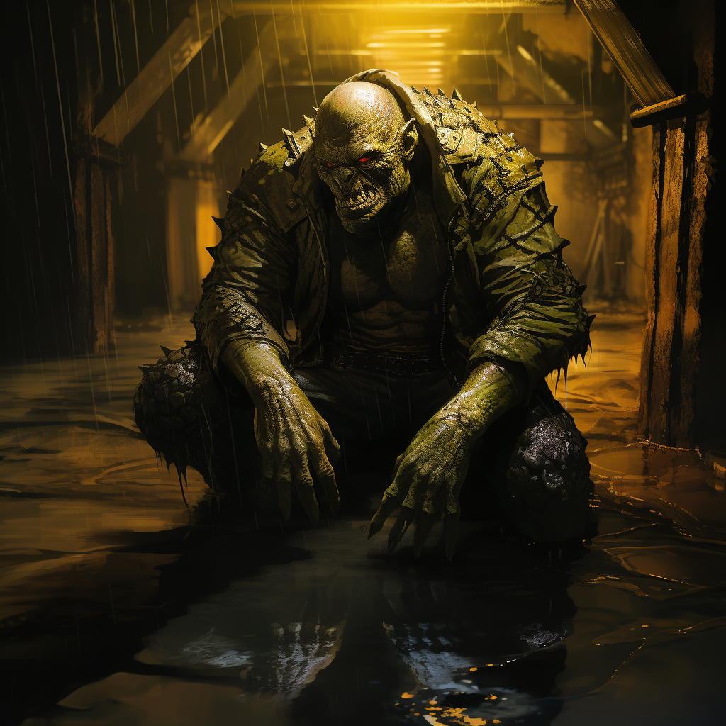 Cyberpunk Killer Croc in the Gotham City Sewers