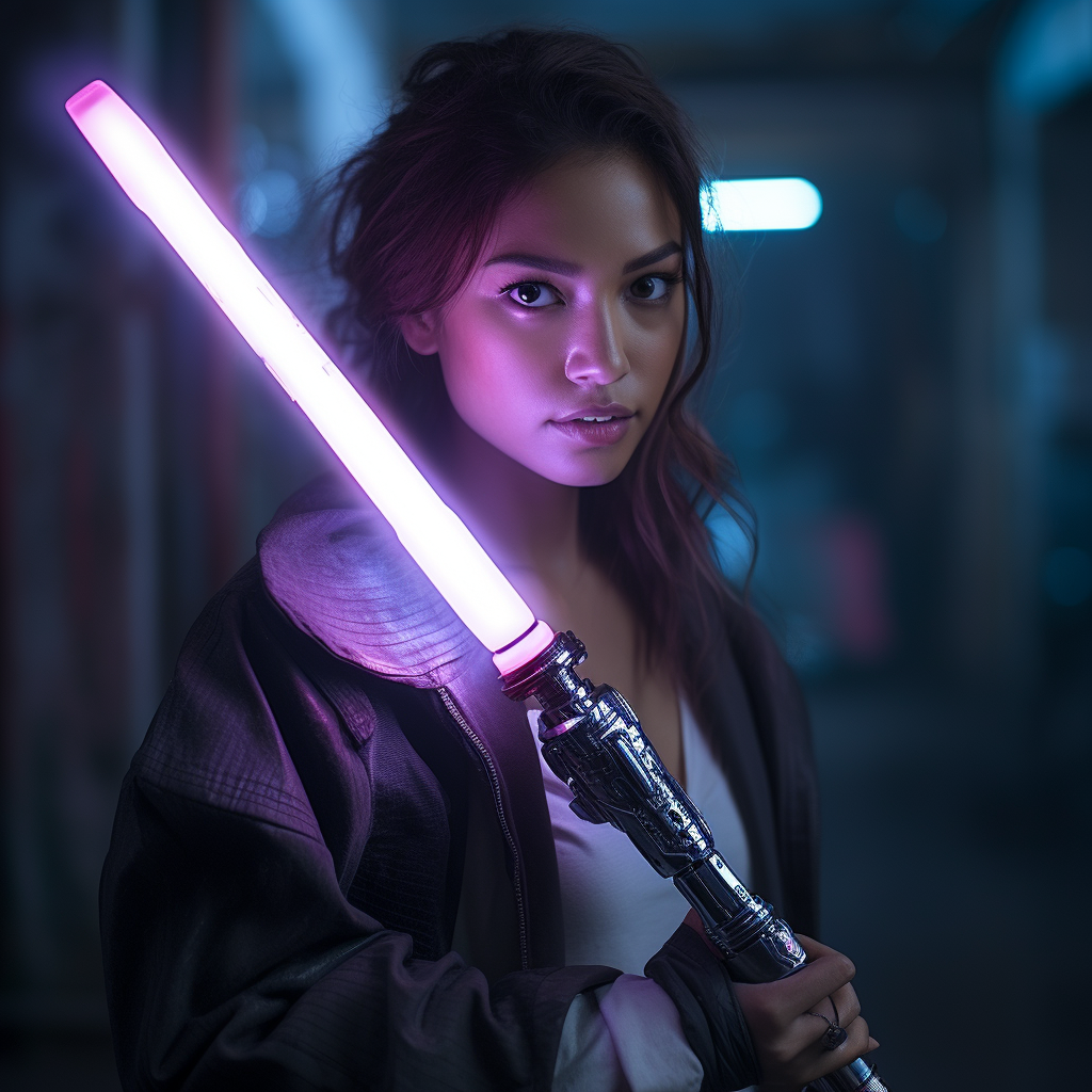 Cyberpunk lightsaber product promotion