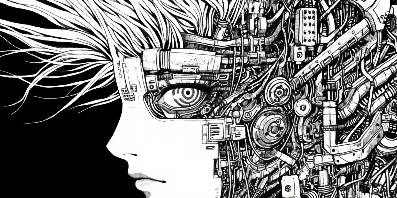 Cyberpunk manga mutants and robots artwork