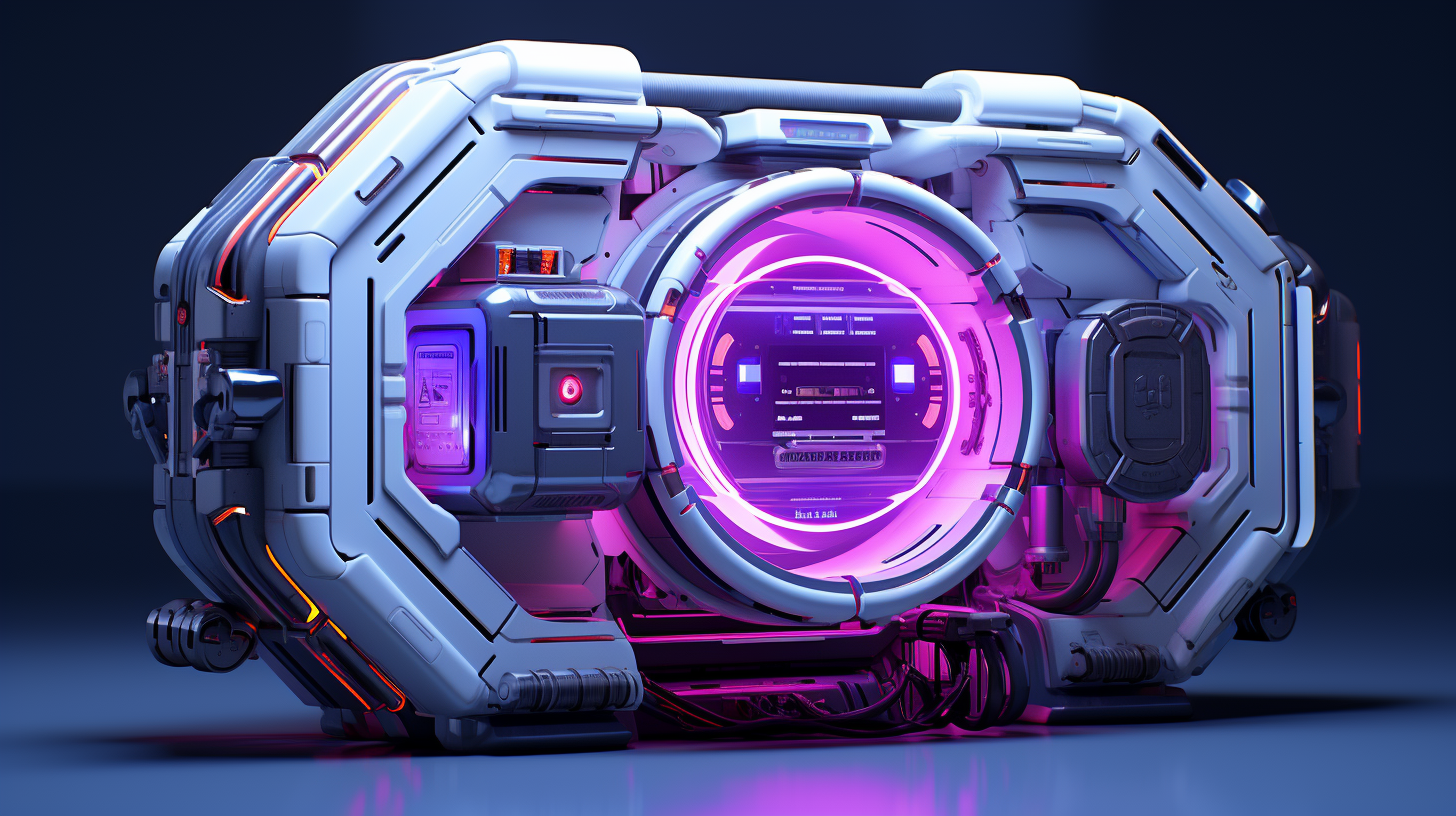 Cyberpunk Neon Machine with Tech Elements