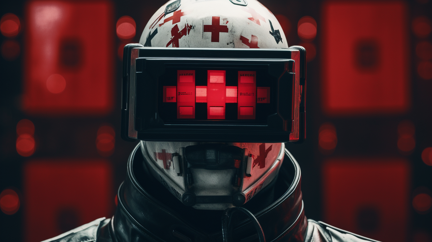 Cyber Punk Red Medic with Red Cross Helmet