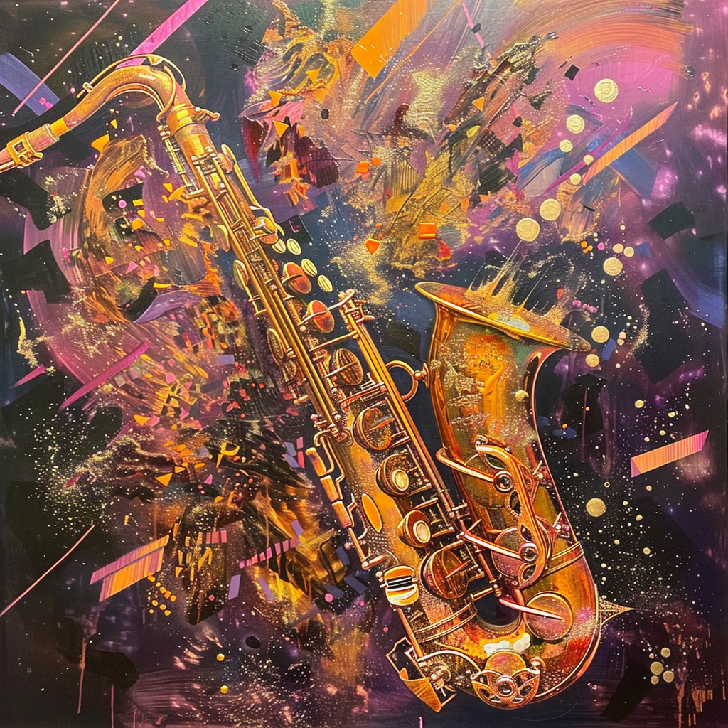 cyberpunk saxophone kandinsky art