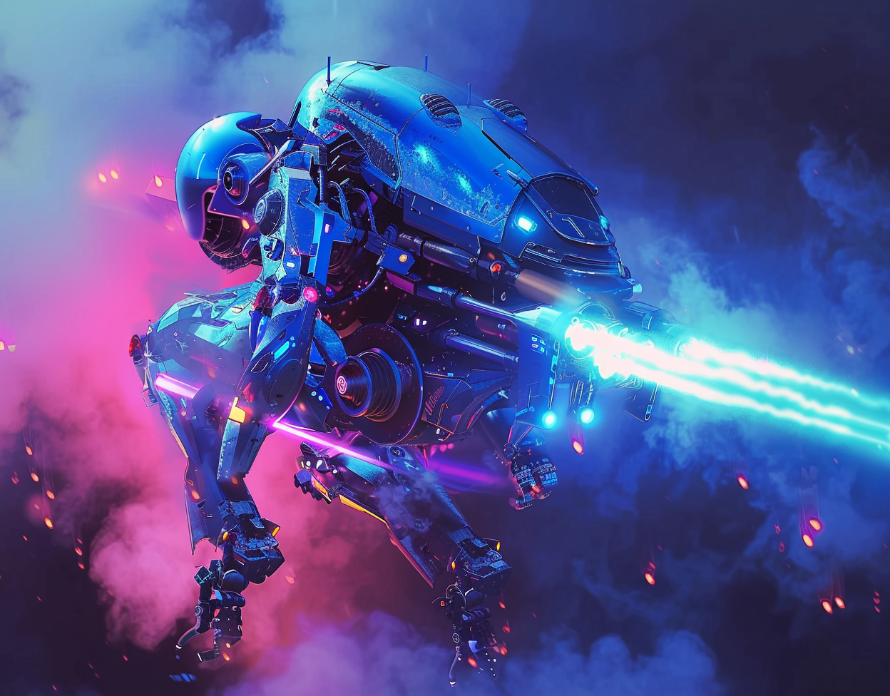 Flying Robot in Cyberpunk Style