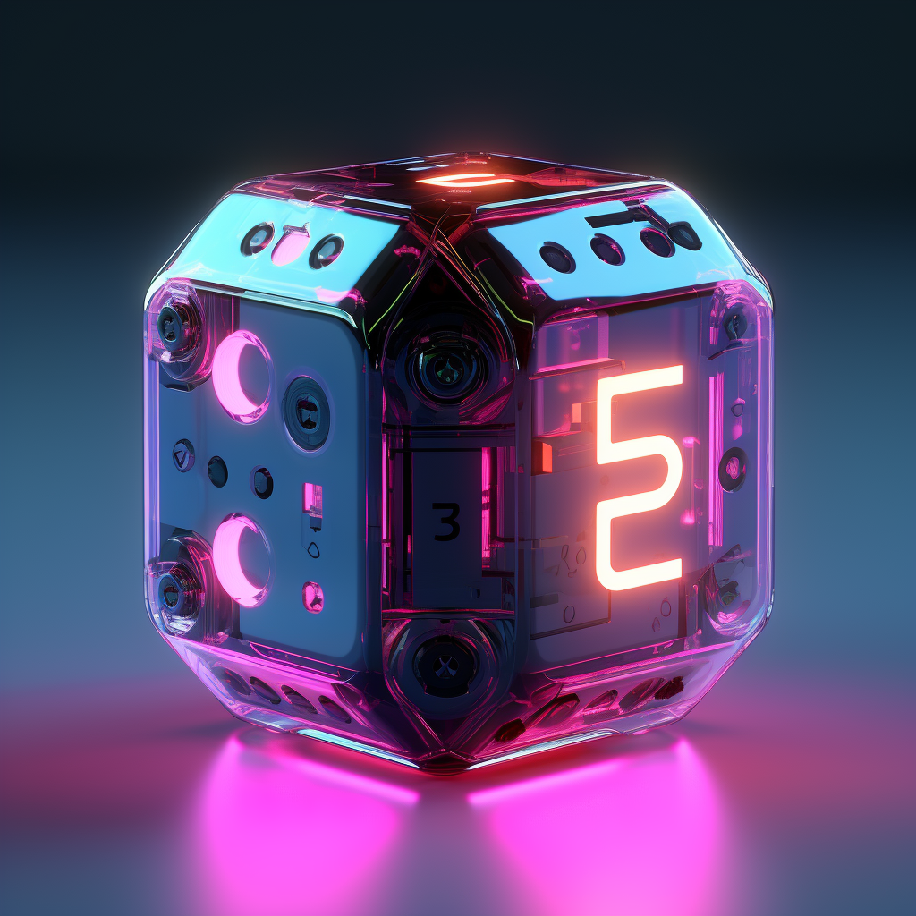 Cyberpunk style dice on black background