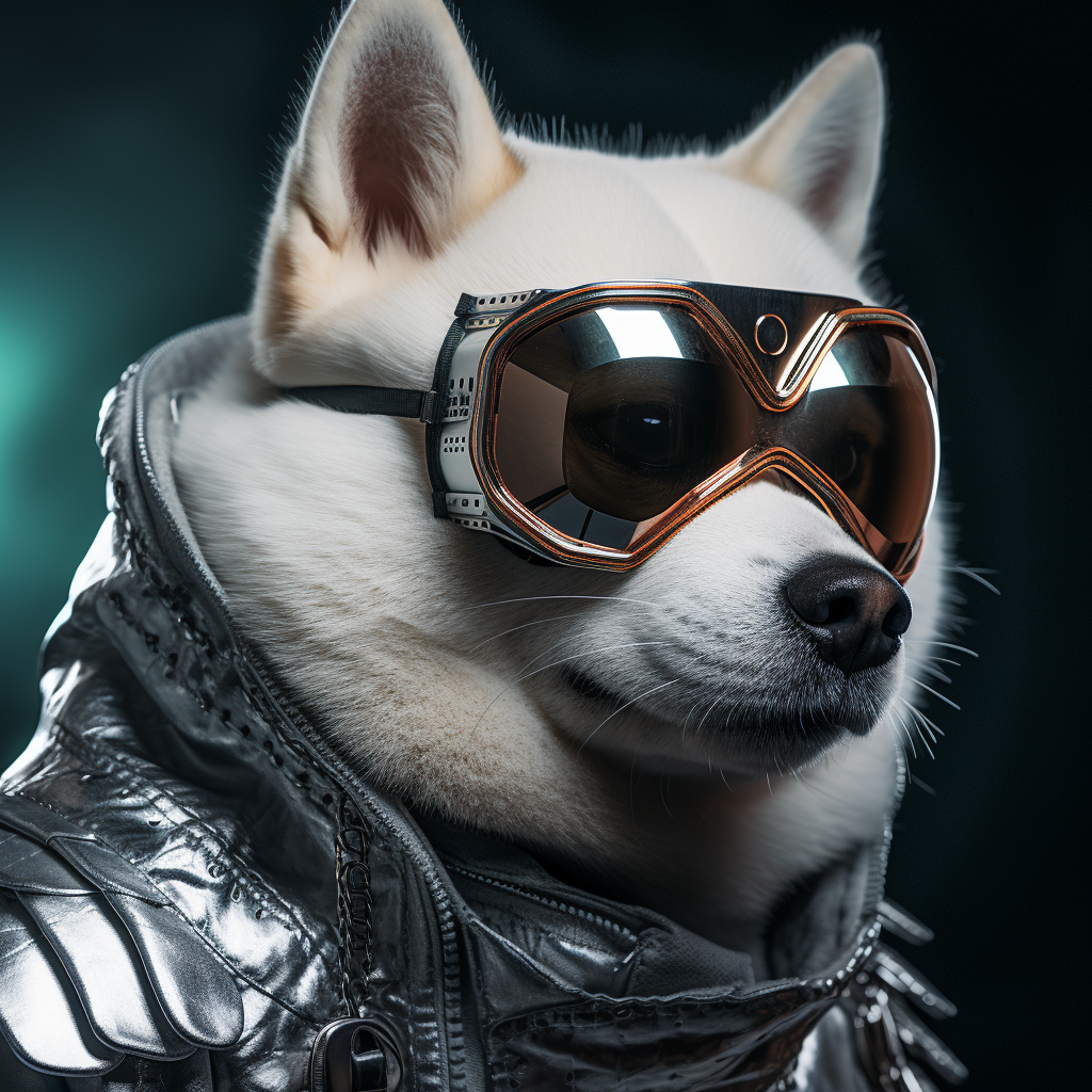 White Shiba Inu in Cyberpunk Theme