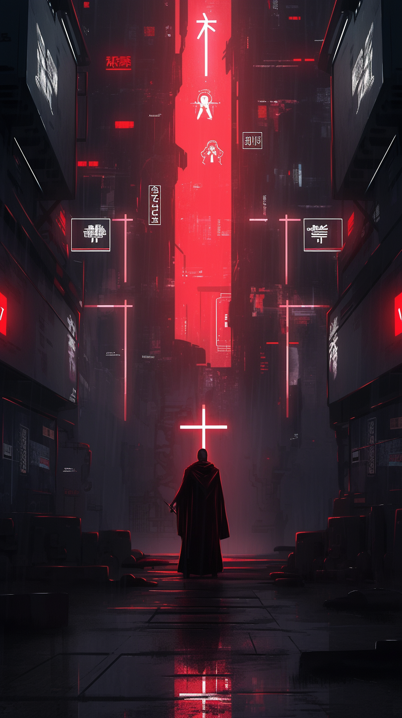 Cyberpunk Bible with Radiant Light