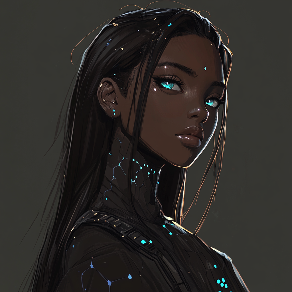 Cyberpunk Black Girl Anime Style