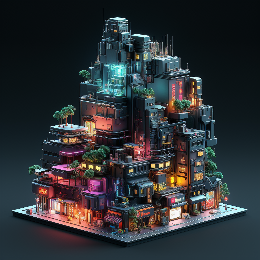 Cyberpunk City Building - Voxel Art