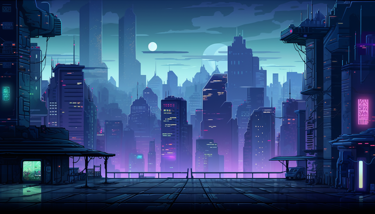 Pixel Art Cyberpunk Sidescroller City