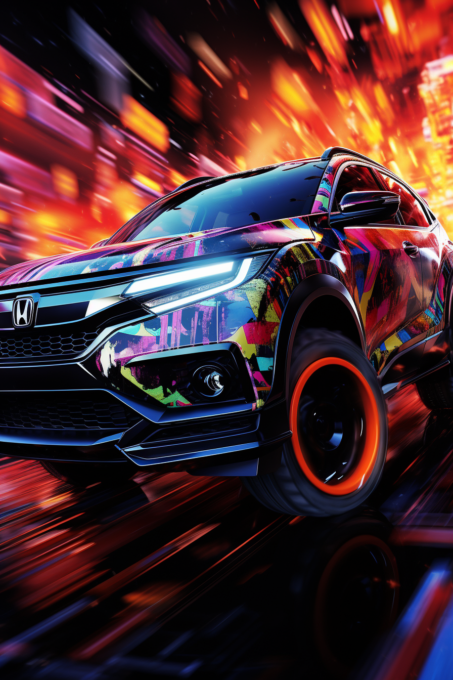 Futuristic Cyberpunk Custom Honda HRV Neon Racing