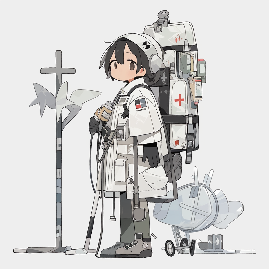 Cartoon Cyberpunk Woman Field Medic