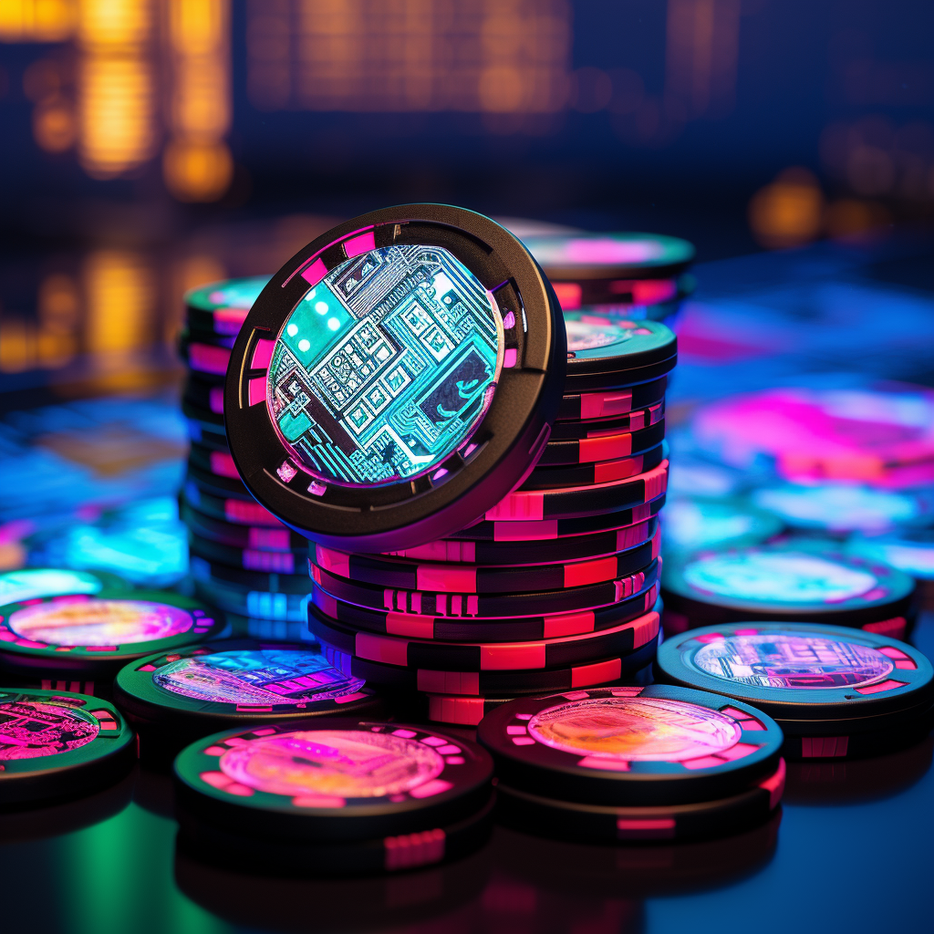 Cyberpunk Poker Chips on a Table