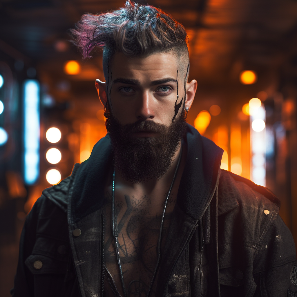 Cyberpunk male with hot beard