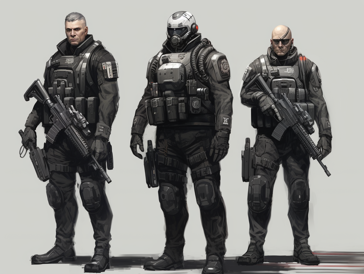 Sketches of Cyberpunk Police Enforcers