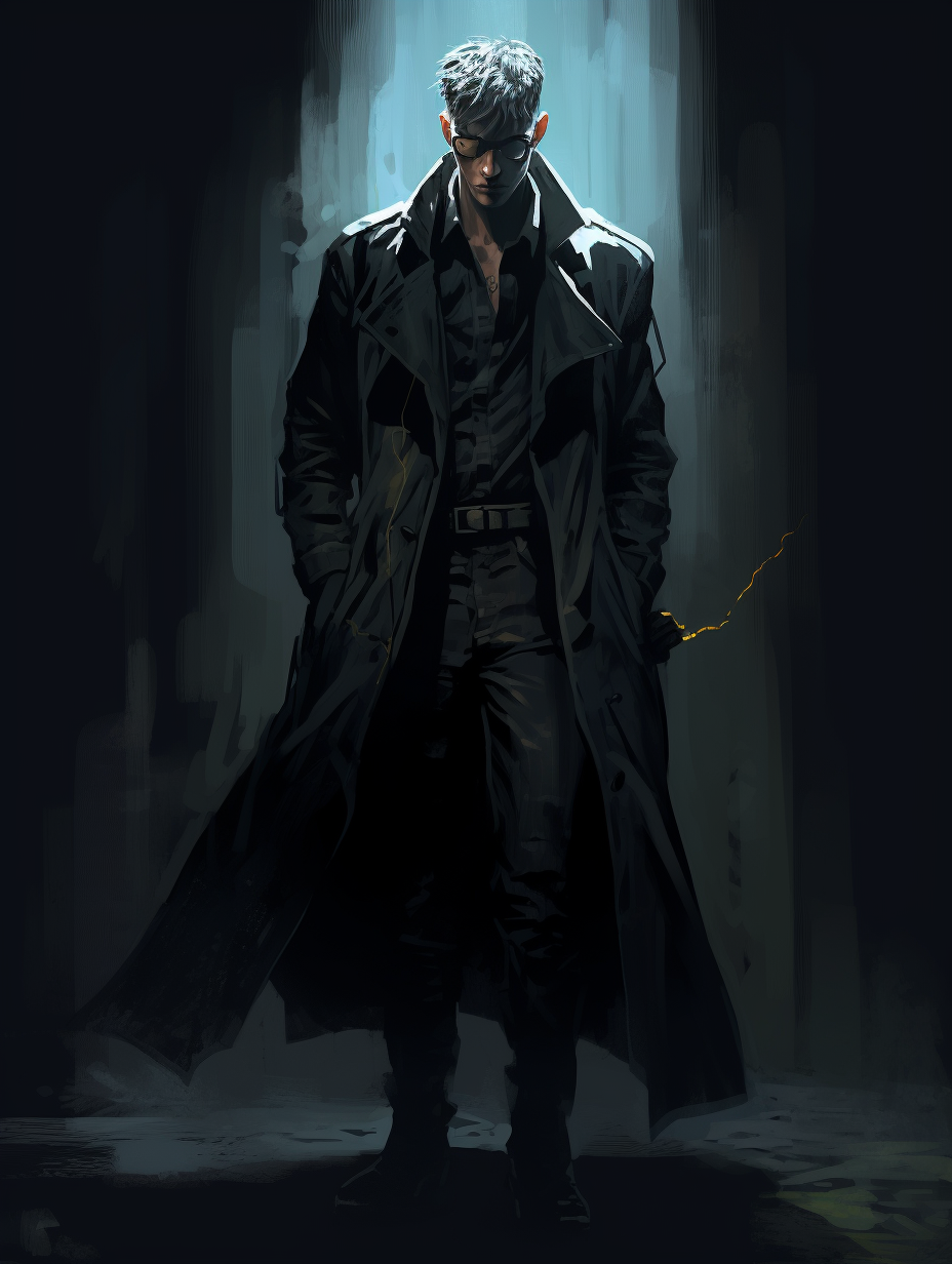 Sketch of a Dark Cyberpunk Police Officer