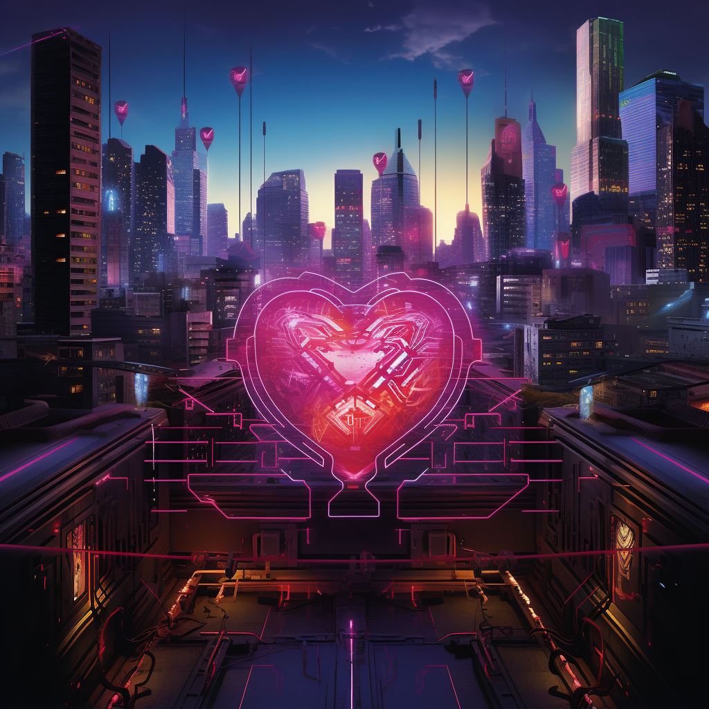 Cyberpunk Retro-Futuristic Heart Artwork