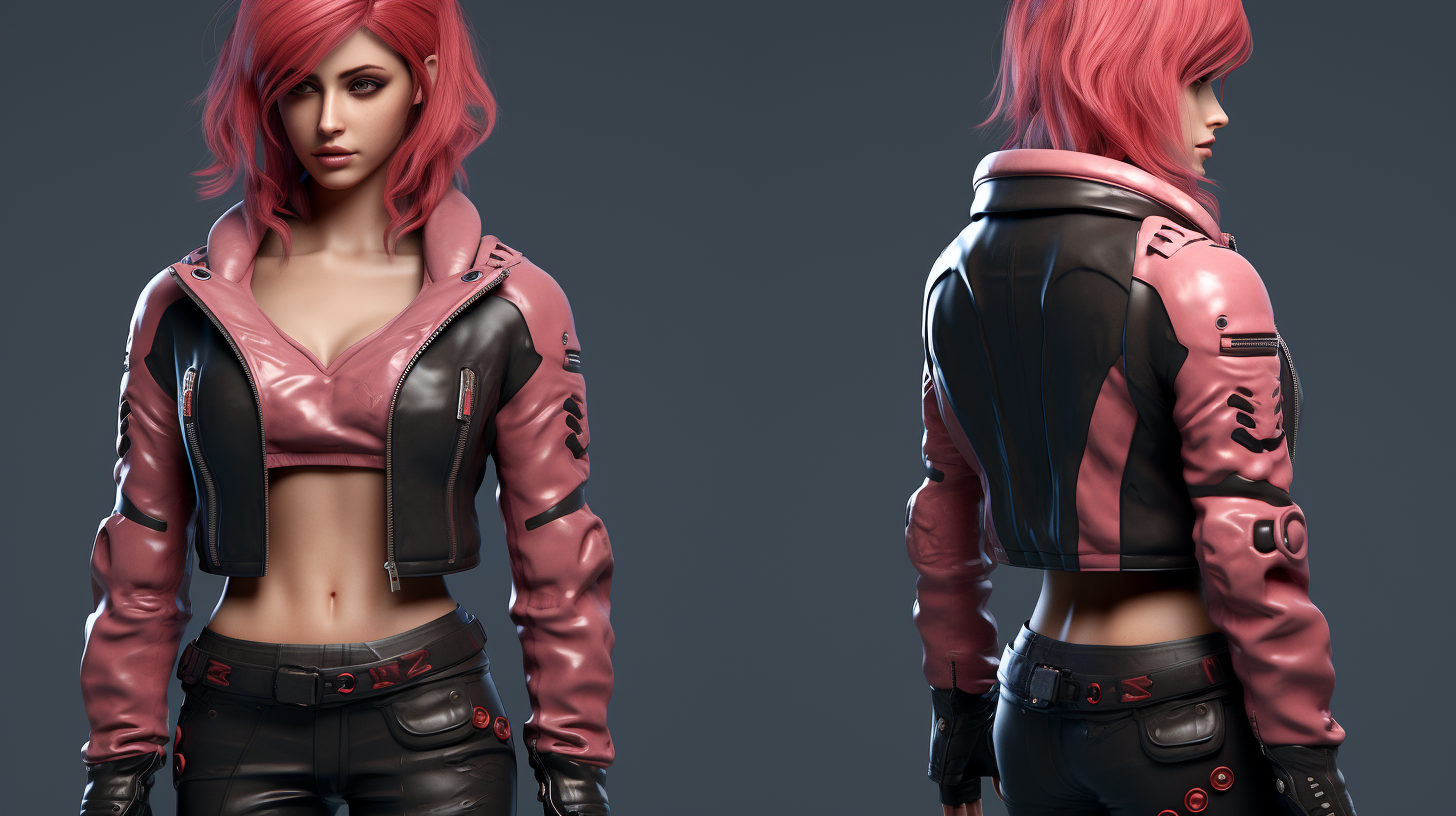 Stylish Cyberpunk Woman with Pink Hair