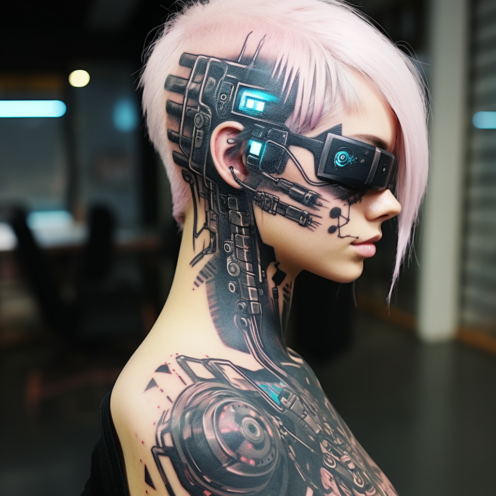 Cyberpunk tattoo showcasing raw style