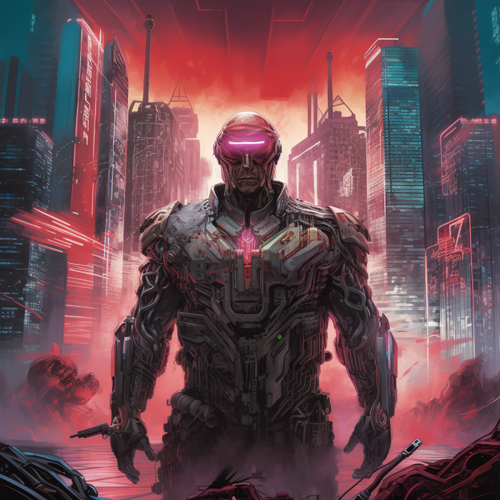 Trump Cyborg in Cyberpunk City