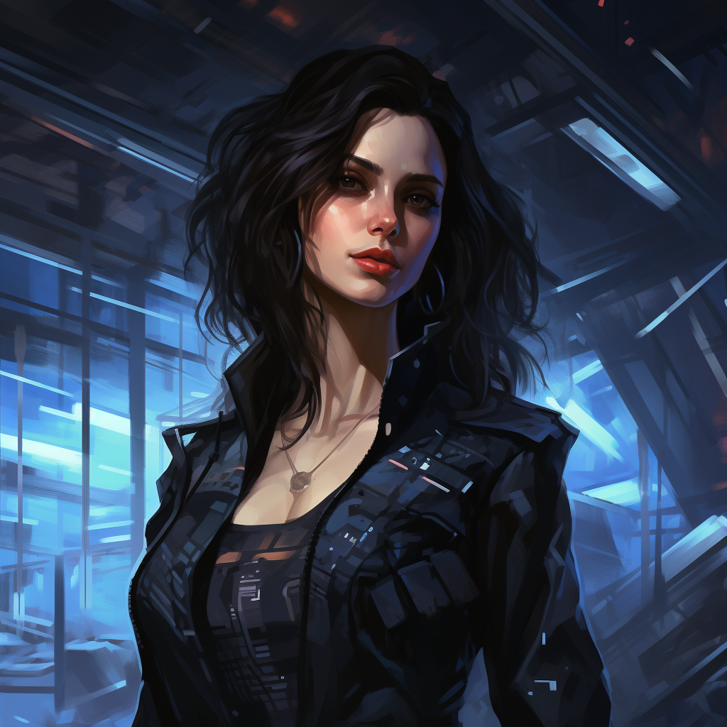 Cyberpunk Woman with Dark Hair Artwork