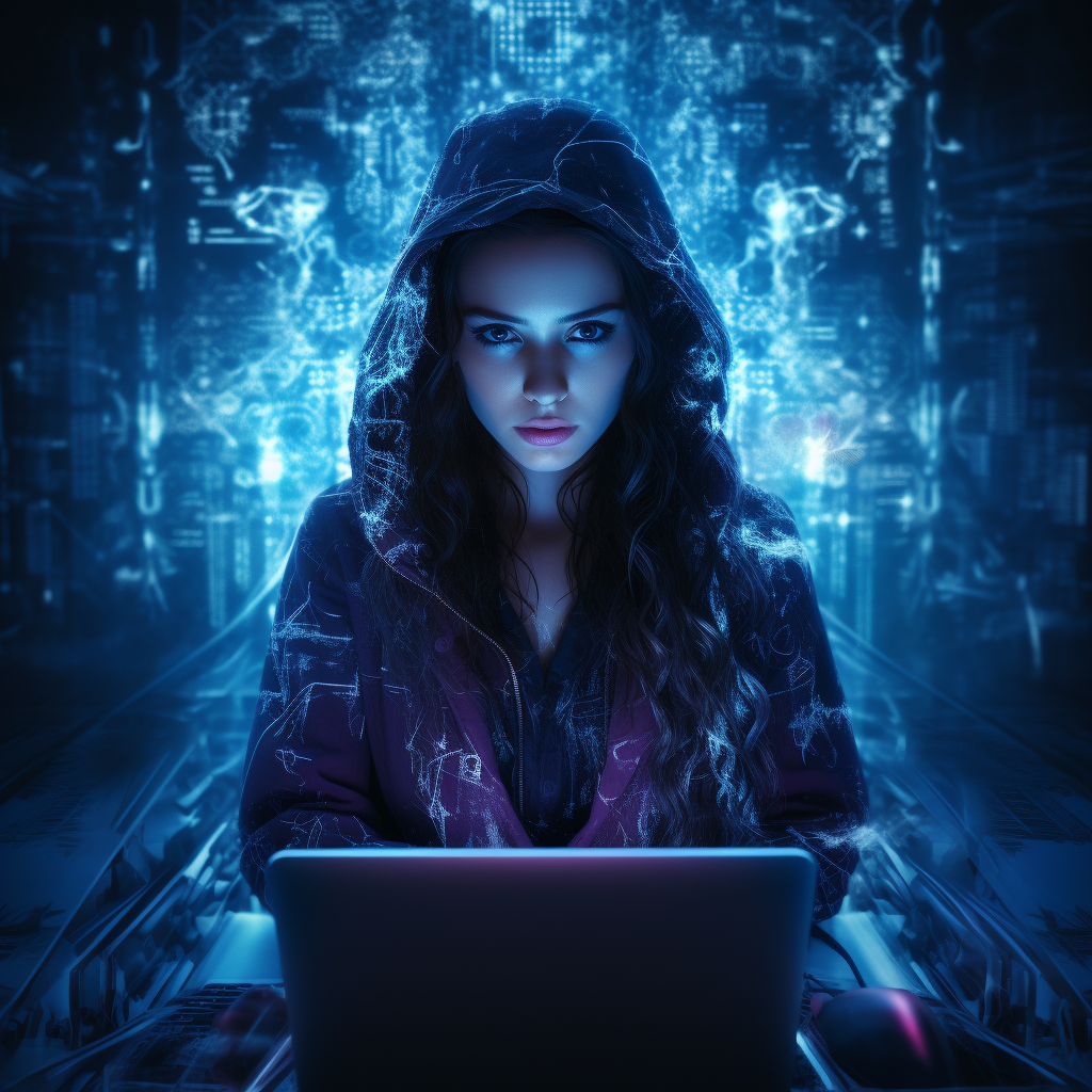 Image showcasing cybersecurity in dark blue and light purple