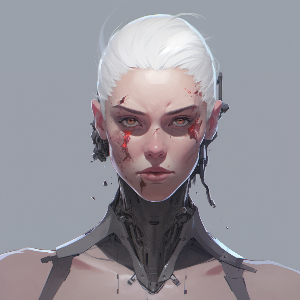 Female cyborg portrait gymniust