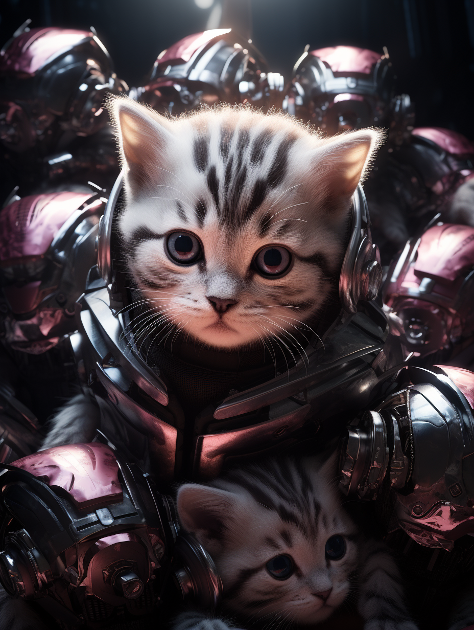 Cyborg kittens with bisexual lighting