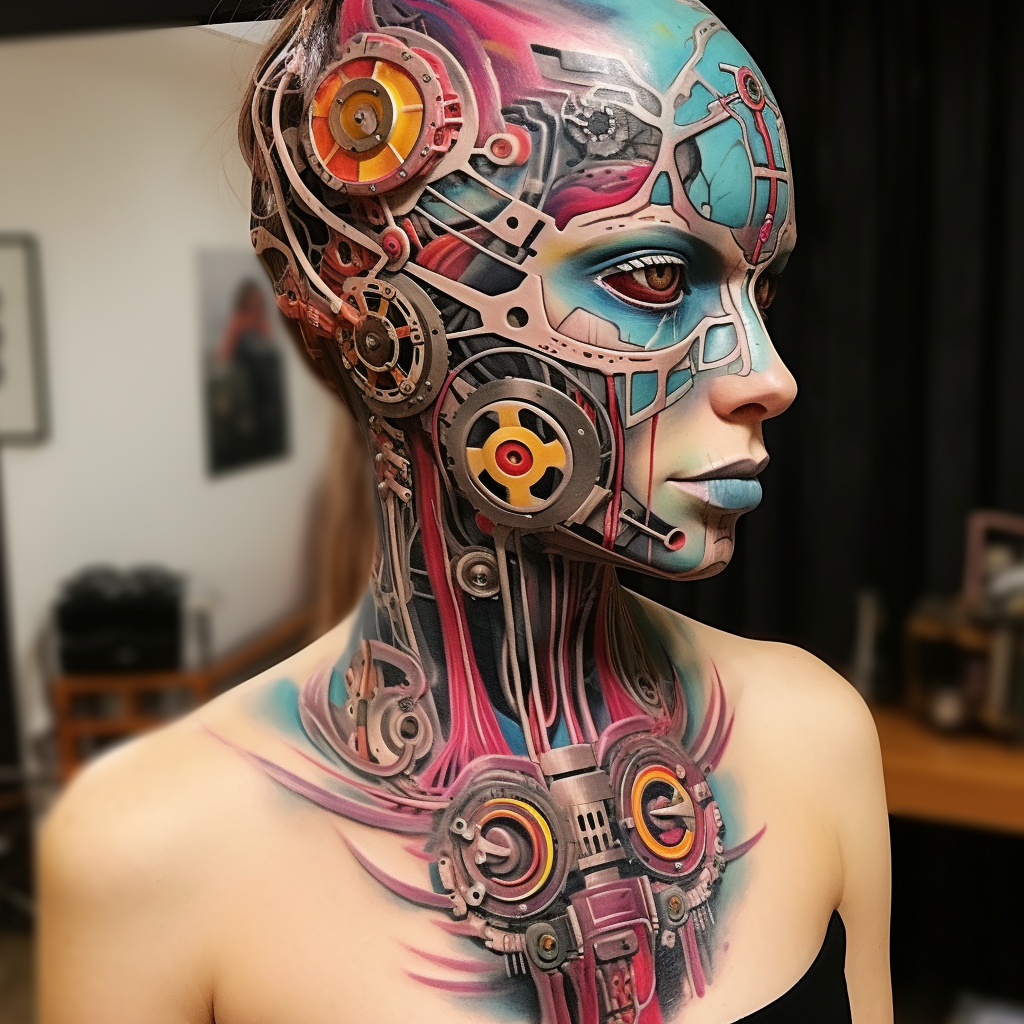 Cyborg Tattoo DMT Trippy Traditional