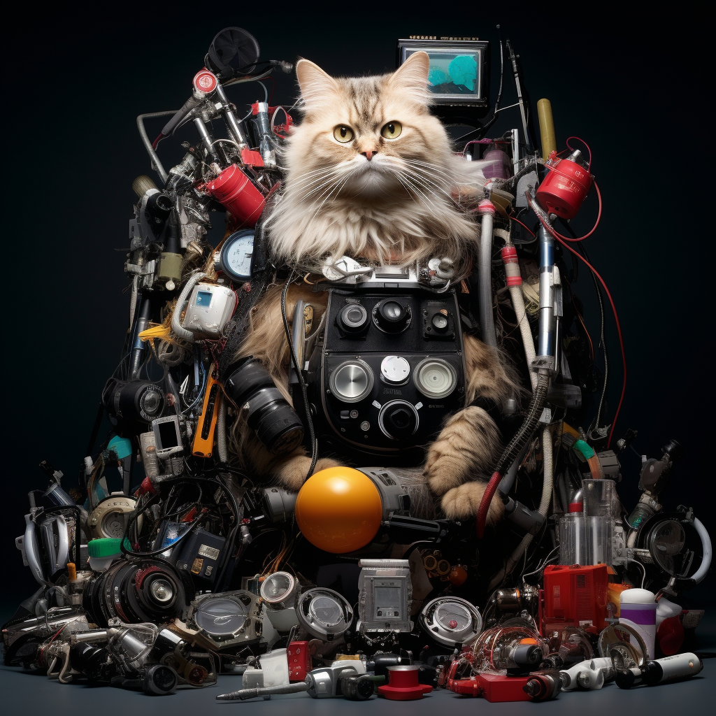 Cyborg Cat with Gadgets