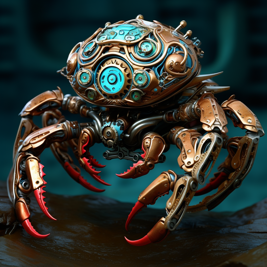 Cyborg crab with cogs and scraps