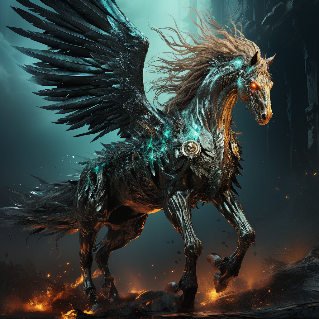 Powerful Cyborg Pegasus Artwork