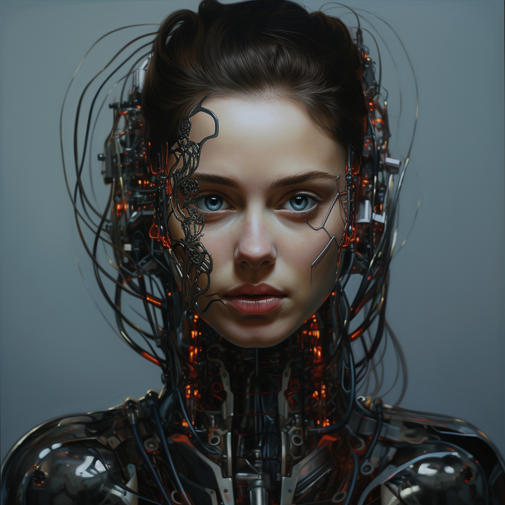 A realistic depiction of a cyborg person