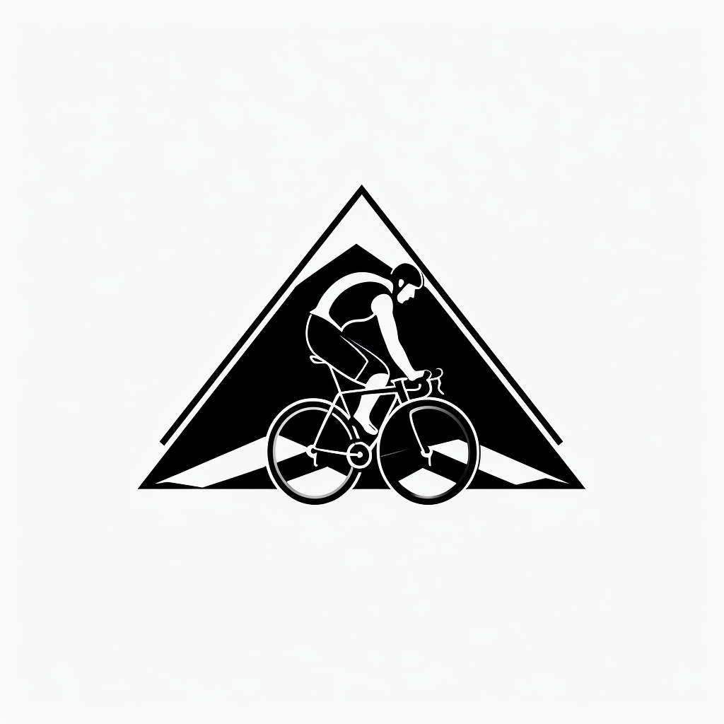 Minimalist black cycling logo on white background