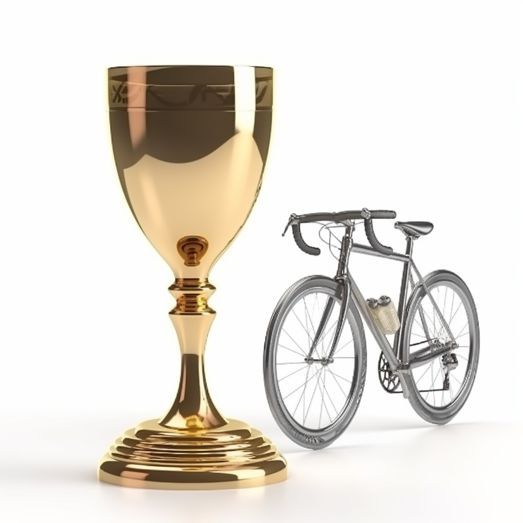 Cycling race trophy with bike and cocktail glass