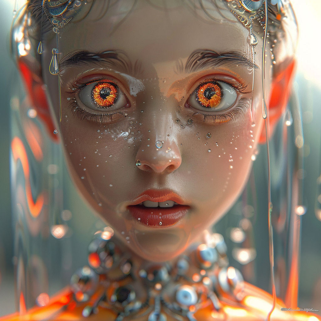 Surreal Cyclops Girl with Orange Eye