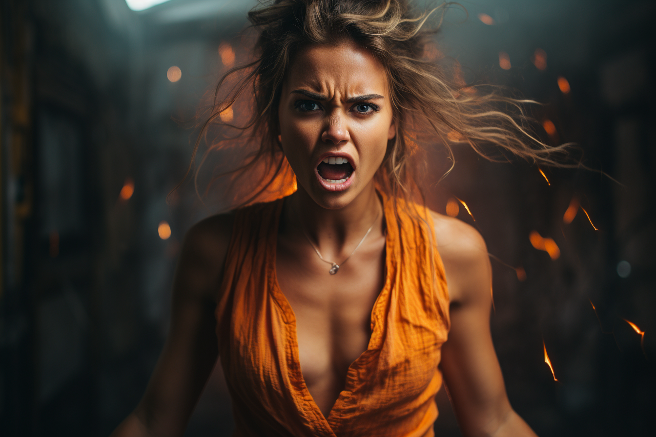 Beautiful Czech Woman Expressing Anger Emotion