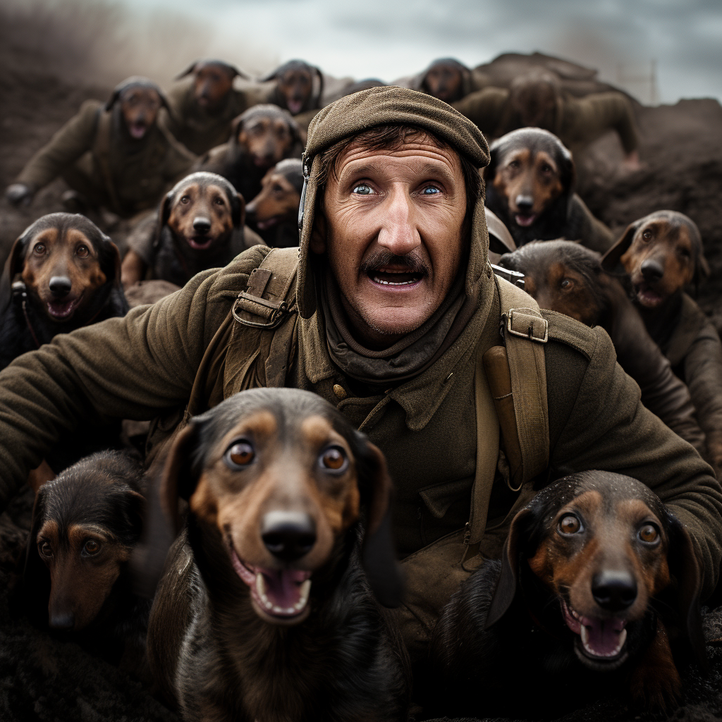 Dachshunds army WW1 trench rush