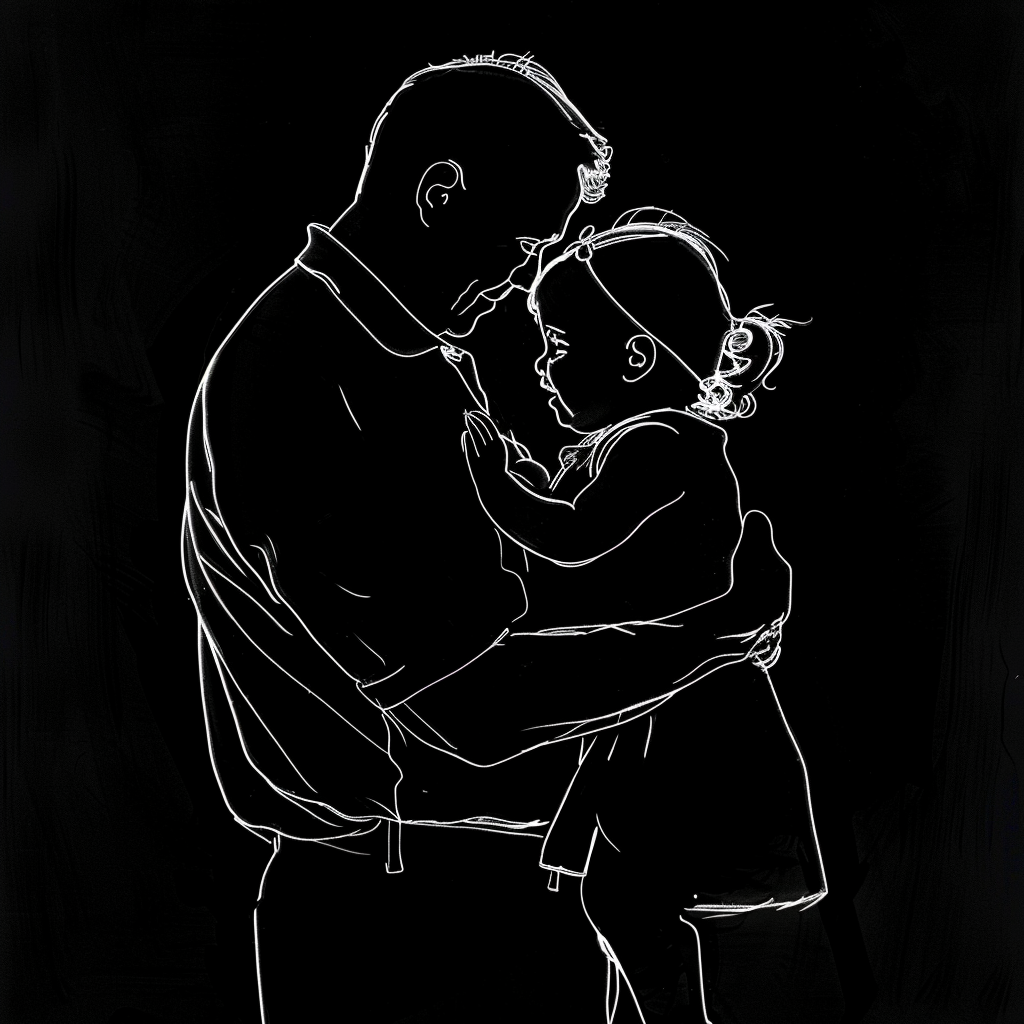 dad hugging baby silhouette image