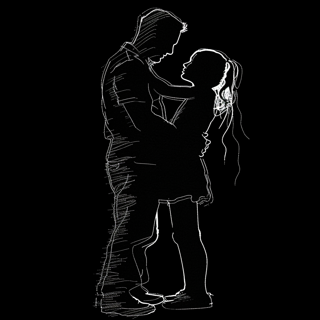 Dad hugging daughter silhouette photo