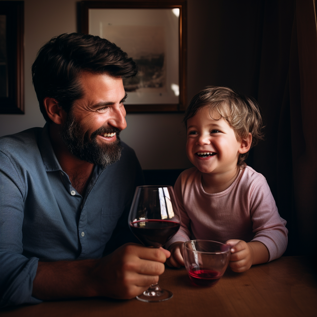 Father Son Wine Glass Together