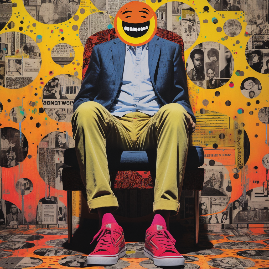 Dadaist underground club poster with leg room illustration