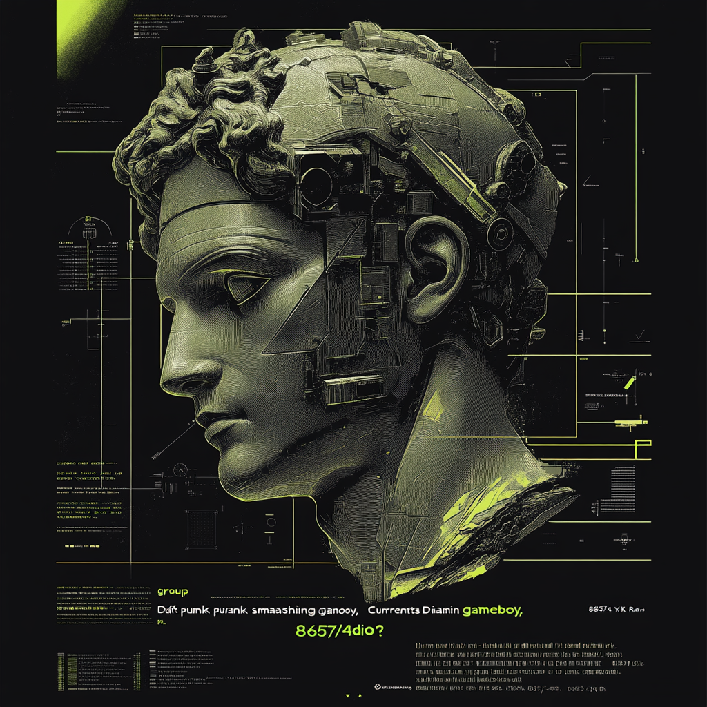 Daft punk neon green cyberpunk poster