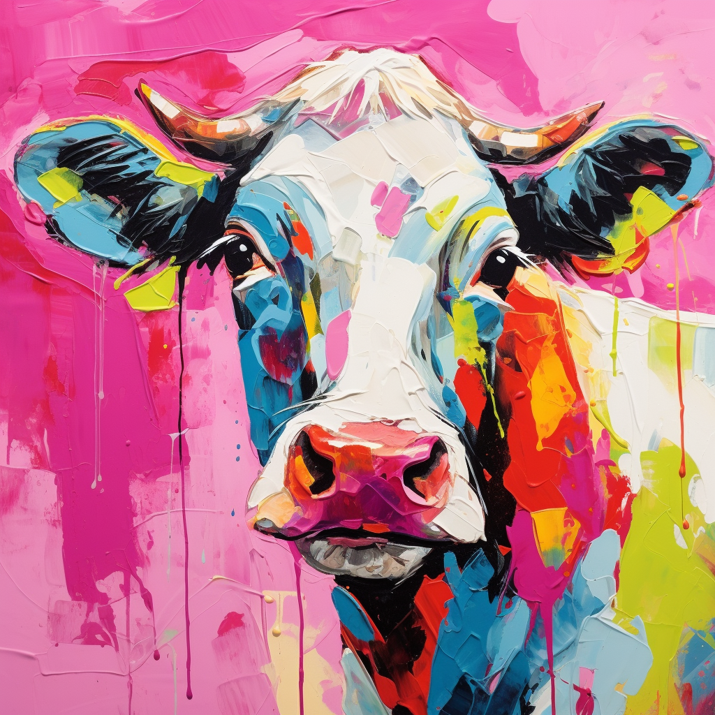 Colorful dairy cow in pink lady style