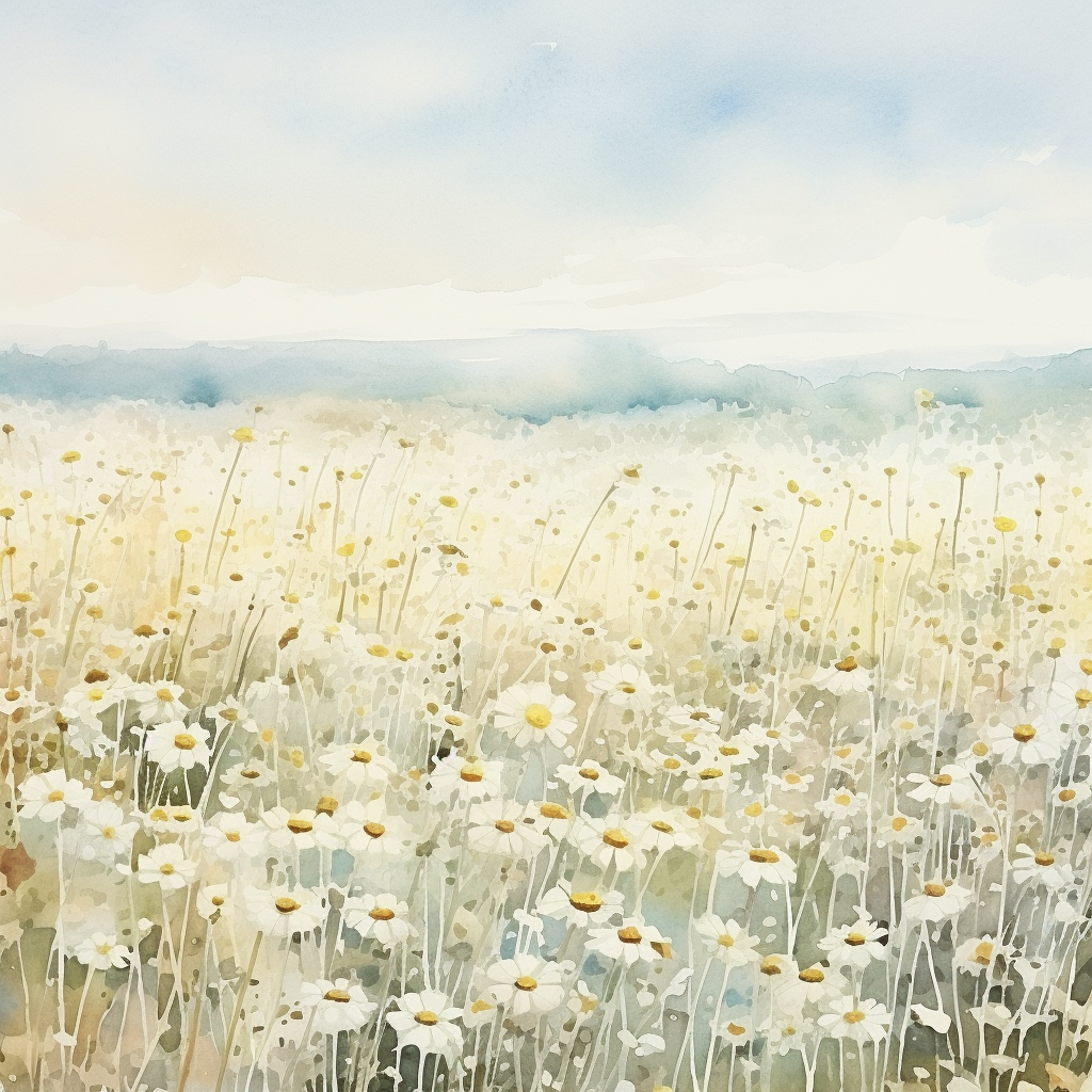 Daisy Field Soft Minimalist Watercolour