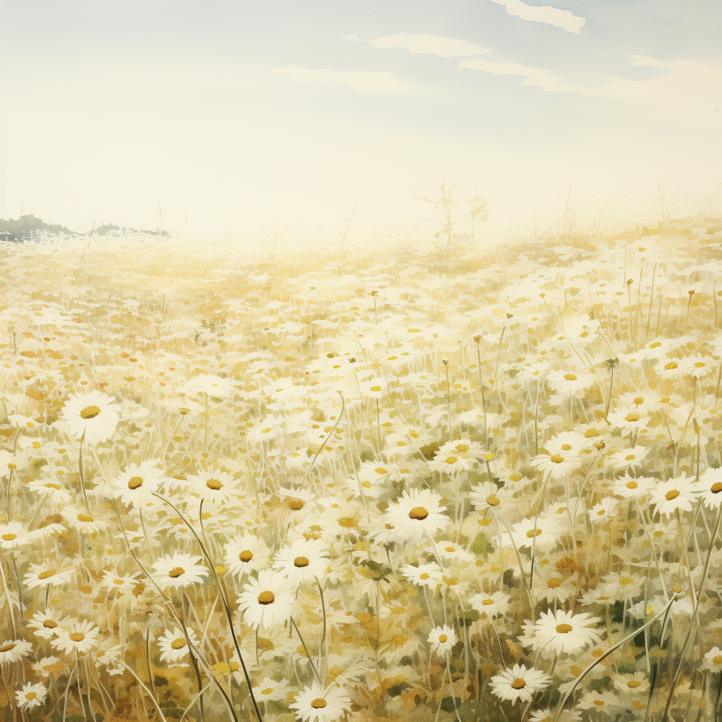 Daisy field in soft sunshine