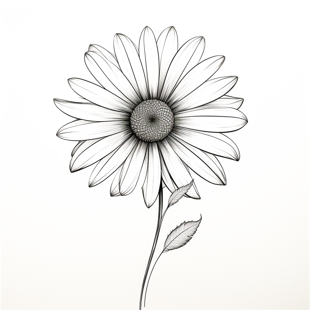 Minimalist daisy flower tattoo stencil